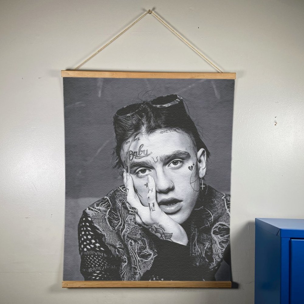 Lil Peep Canvas Wooden Gold Hanger Size 24”x17.5”